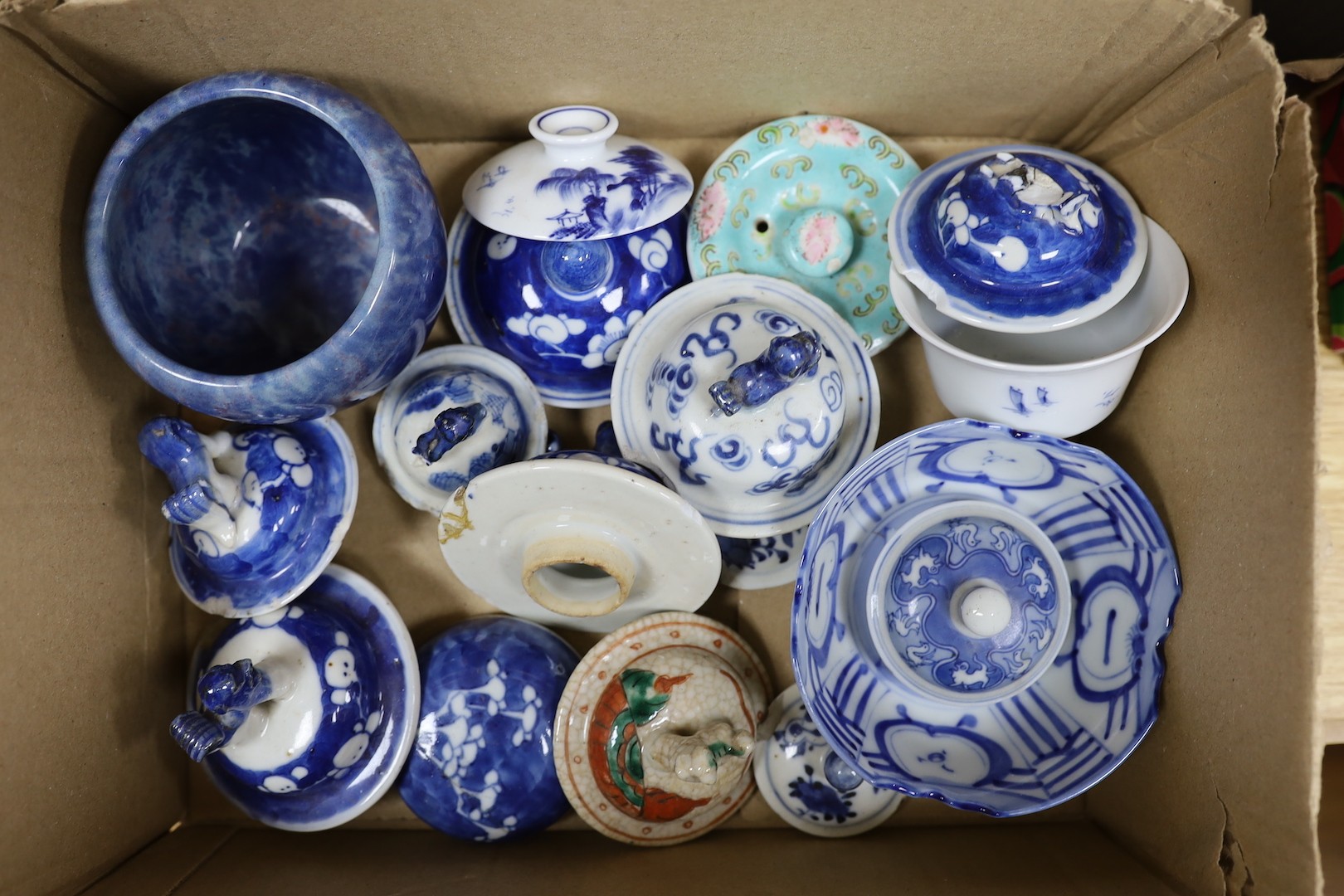 Japanese Satsuma pottery teacup and saucer, various Japanese excel porcelain cups and saucers and a Sumida bowl